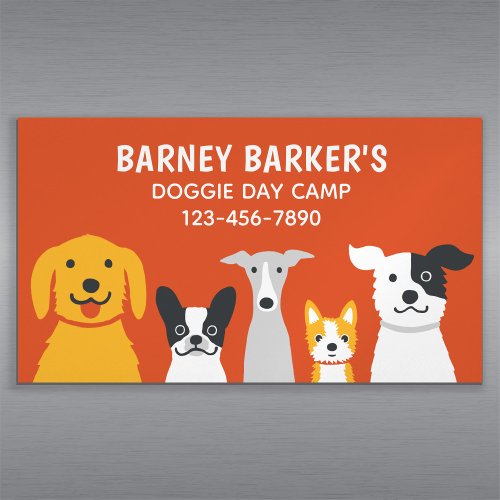 Colorful Cute Pet Dogs  Animal Services Business Card Magnet