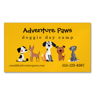 Colorful Cute Pet Dogs Animal Services Magnetic Business Card Magnet