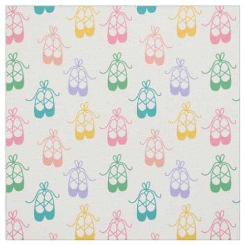 Colorful Cute Pointe Shoes Ballet Pattern Fabric