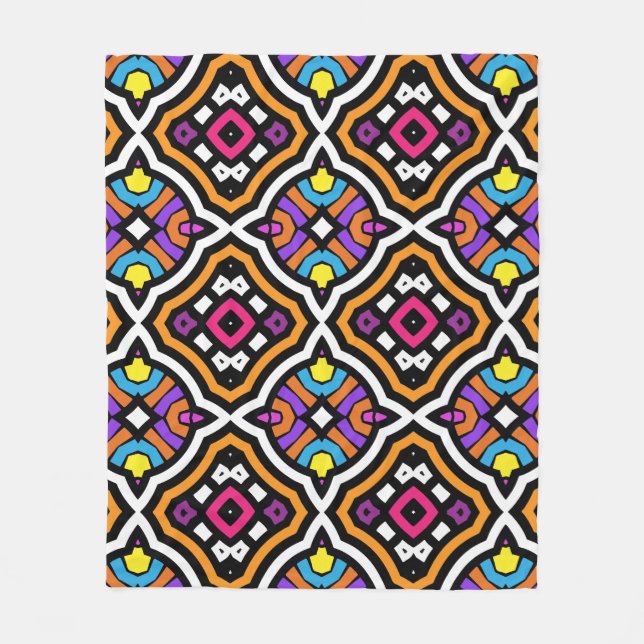 Colorful Cute Pretty Modern Tribal Ethnic Pattern Fleece Blanket (Front)