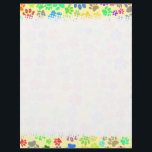 Colorful Cute Puppy Paw Prints  Letterhead<br><div class="desc">This custom letterhead is perfect for any dog enthusiast. It is decorated with a fun cartoon-style drawing of dog paw prints, making it a great gift idea for kids. The note is perfect for writing reminders, to-do lists, or just doodling out of boredom. It is a great way to keep...</div>