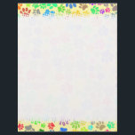 Colorful Cute Puppy Paw Prints  Letterhead<br><div class="desc">This custom letterhead is perfect for any dog enthusiast. It is decorated with a fun cartoon-style drawing of dog paw prints, making it a great gift idea for kids. The note is perfect for writing reminders, to-do lists, or just doodling out of boredom. It is a great way to keep...</div>