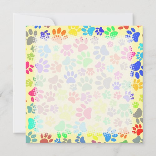 Colorful Cute Puppy Paw Prints  Note Card