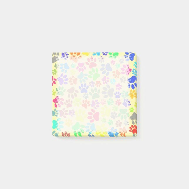 Colorful Cute Puppy Paw Prints  Post-it Notes (Front)