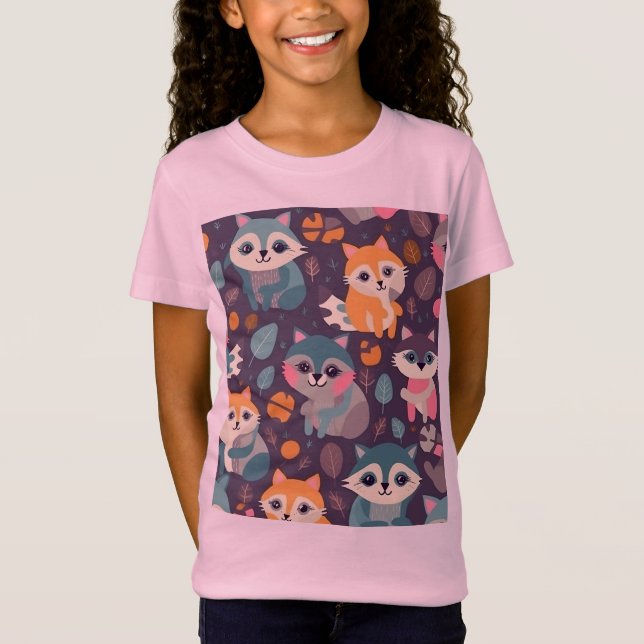 Colorful Cute Raccoon T-Shirt (Front)