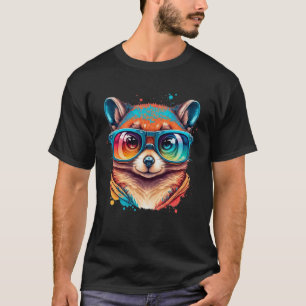 Colorful Cute Raccoon with Sunglasses Animal T-Shirt