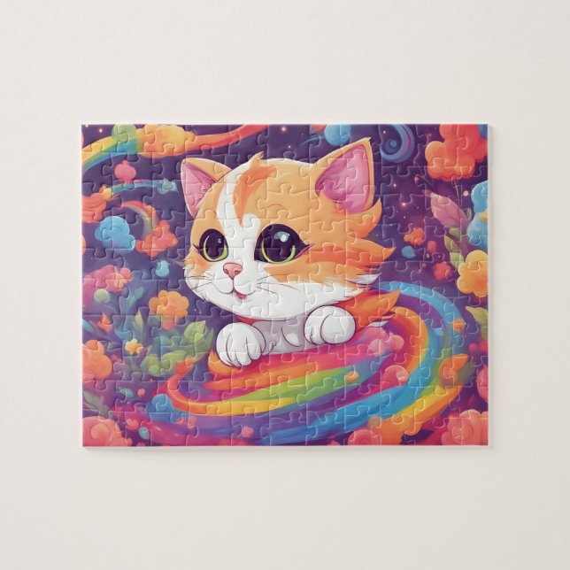 Colorful Cute Rainbow  Cat Jigsaw Puzzle (Horizontal)