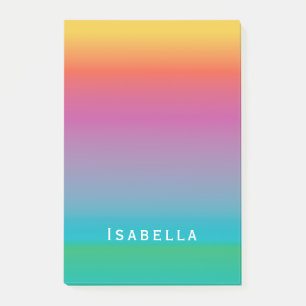 Colorful Cute Rainbow Gradient Ombre Monogram Post-it Notes