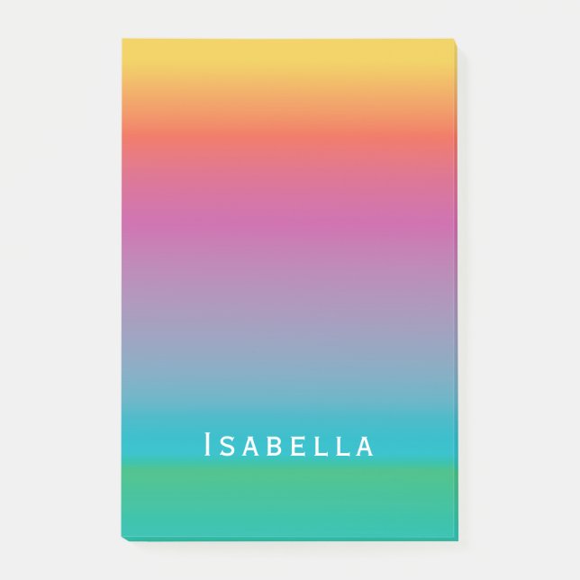 Colorful Cute Rainbow Gradient Ombre Monogram Post-it Notes (Front)
