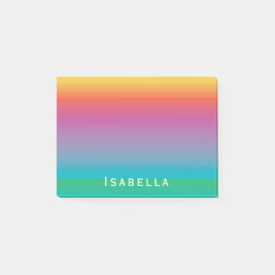Colorful Cute Rainbow Gradient Ombre Monogram Post-it Notes