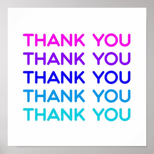 Colorful cute repeating thank you font poster