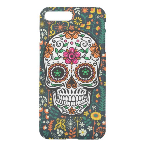 Colorful Cute Retro Floral Sugar Skull iPhone 8 Plus7 Plus Case