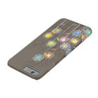 Colorful Cute Retro Flowers Brown Background