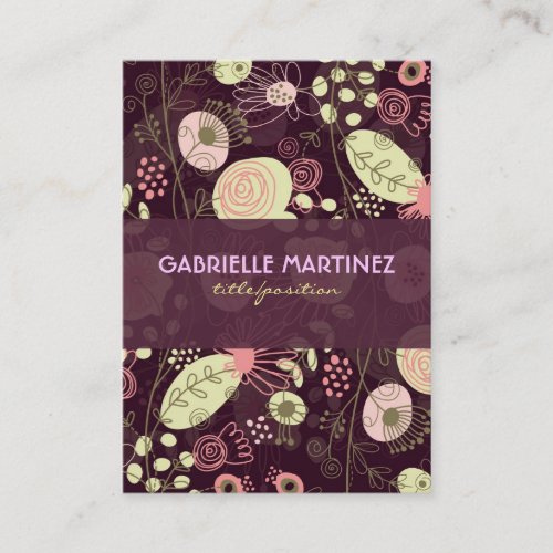 Colorful Cute Retro Flowers Business Card Template