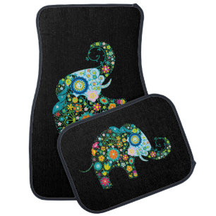 Colorful Cute Retro Flowers Elegant Car Mat