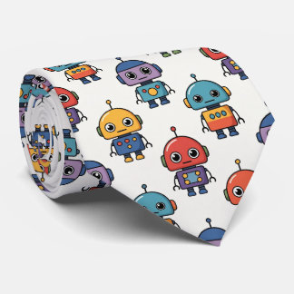 Colorful Cute Robot Pattern Neck Tie