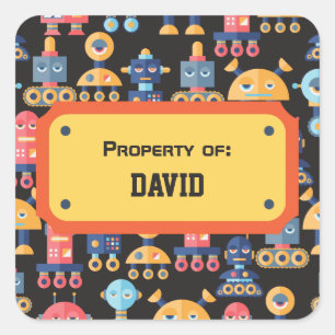 Colorful Cute Robot Pattern Personalized Square Sticker
