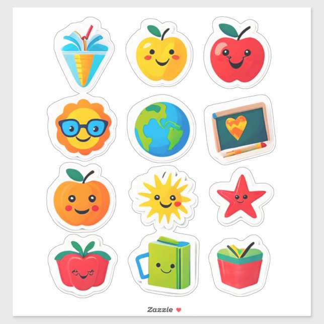 Colorful Cute School Stickers Set (Sheet)