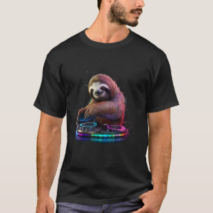 Colorful Cute Sloth DJ T-Shirt