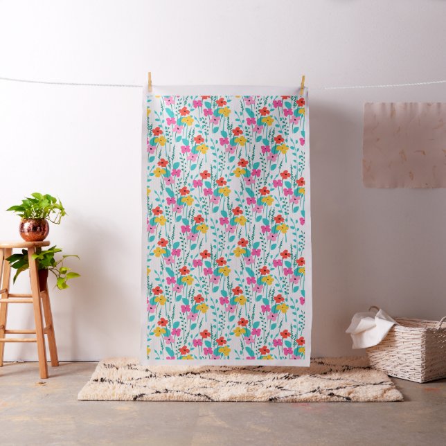 Colorful cute spring flowers pattern fabric (In Situ)