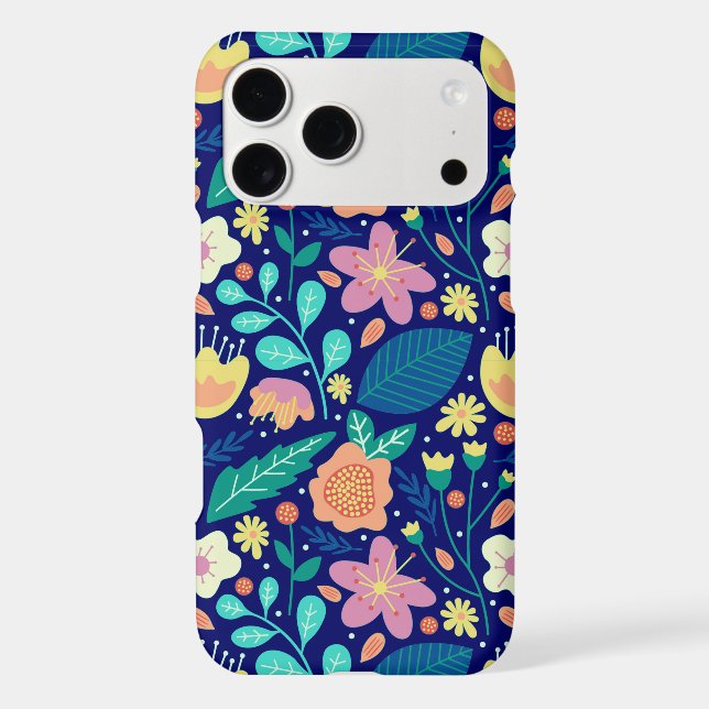 Colorful cute spring flowers pattern iphone case (Back)