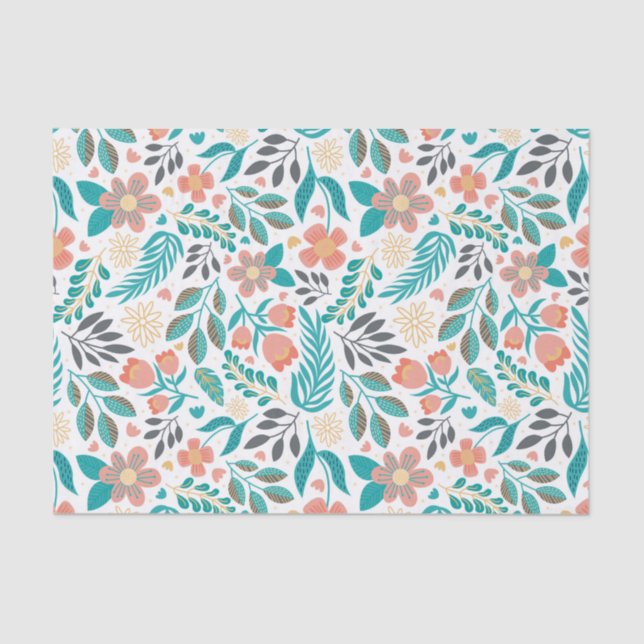 Colorful cute spring flowers pattern tissue paper (Front)