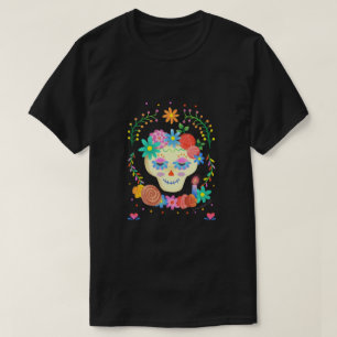 Colorful Cute Sugar Skull Día de los Muertos T-Shirt
