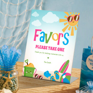 Colorful Cute Theme Beach Birthday Favor Sign