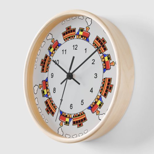 Colorful Cute Toy Train Motif  Clock