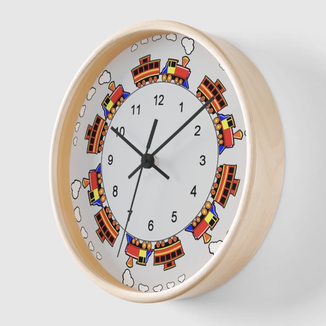Colorful Cute Toy Train Motif  Clock (Angle)