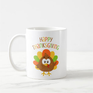 Colorful Cute Turkey Fall Happy Thanksgiving Coffee Mug
