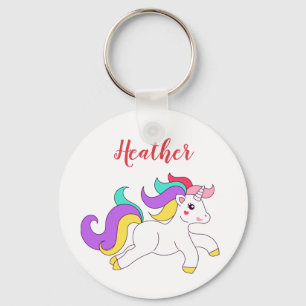 Colorful Cute Unicorn Custom Name Keychain
