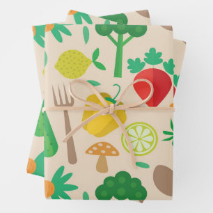 Colorful Cute Vegetable Pattern  Wrapping Paper Sheets