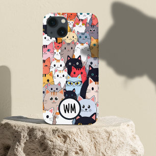 Colorful Cute Warm Too Many Cats Custom Name iPhone 13 Case