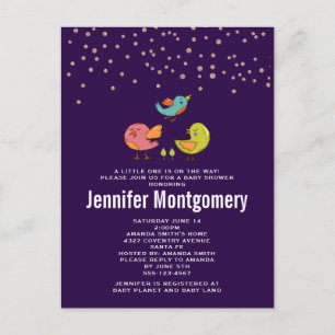 Colorful Cute Whimsical Birds Baby Shower Postcard