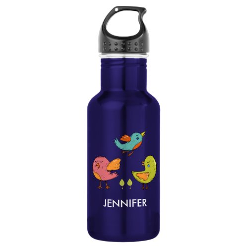 Colorful Cute Whimsical Birds Stainless Steel Water Bottle