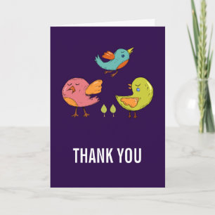 Colorful Cute Whimsical Birds Thank You Card