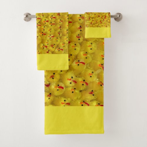 Colorful Cute Yellow Easter Chick Pattern Modern  Bath Towel Set