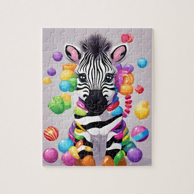 Colorful Cute Zebra Jigsaw Puzzle (Vertical)