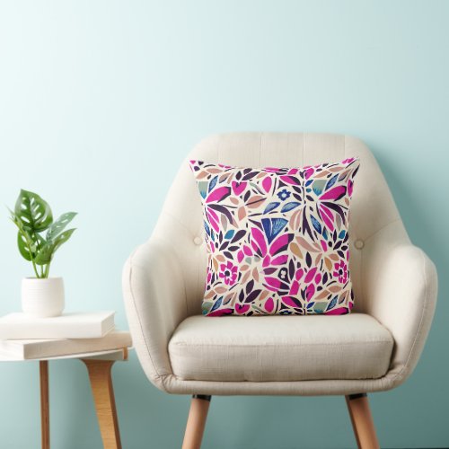 Colorful Cutouts Boho Watercolor Throw Pillow