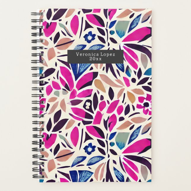 Colorful Cutouts Botanical Pattern Planner (Front)