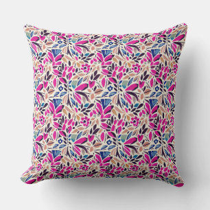 Colorful Cutouts Botanical Pattern Throw Pillow