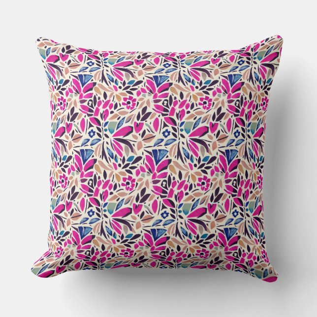 Colorful Cutouts Botanical Pattern  Throw Pillow (Front)