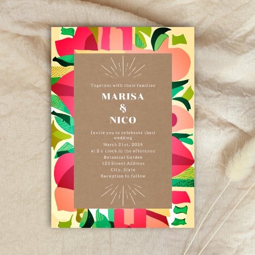 Colorful Cutouts Cardstock Abstract Wedding  Invitation