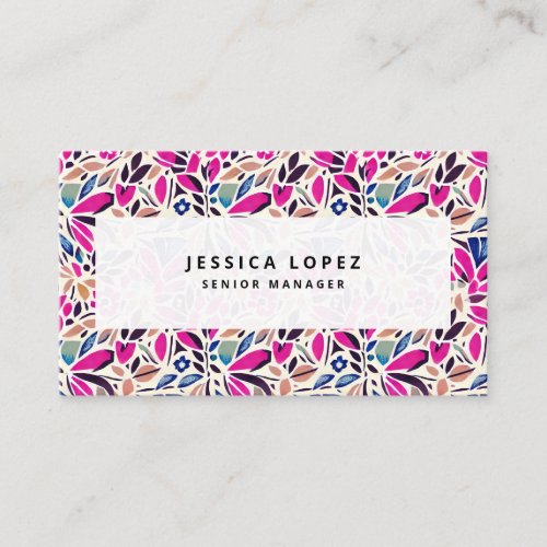 Colorful Cutouts Purple Floral Professional Busine Business Card