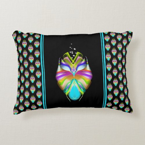 Colorful Cyan and Black Oracle Owl Accent Pillow