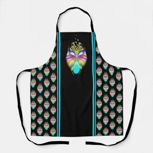 Colorful Cyan and Black Oracle Owl Apron