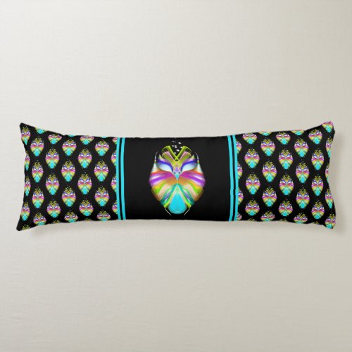 Colorful Cyan and Black Oracle Owl Body Pillow