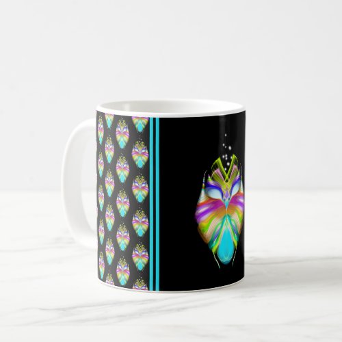 Colorful Cyan and Black Oracle Owl Coffee Mug