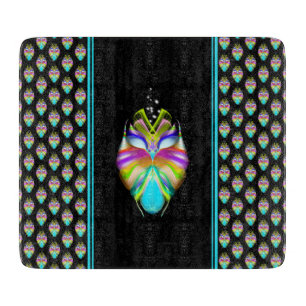Colorful Cyan and Black Oracle Owl Cutting Board